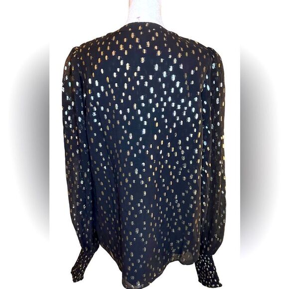 Lilly Pulitzer Rowe Long Sleeve Gold Metallic Polka Dot Top NWT - Picture 5 of 14